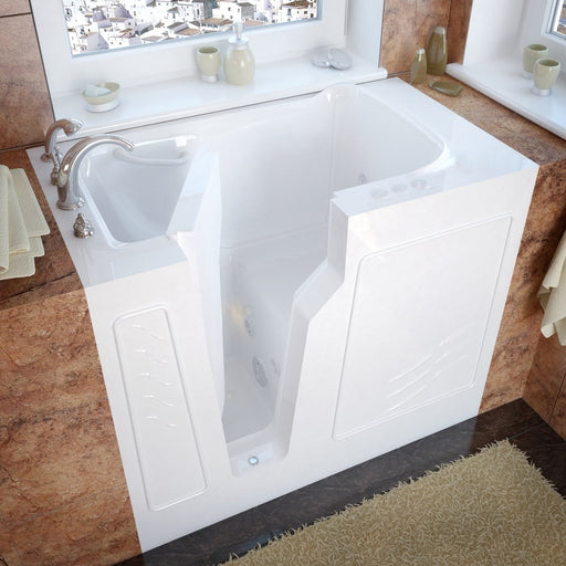 MediTub 26x46-inch Left Drain White Whirlpool Jetted Walk-In Bathtub