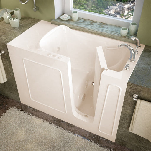 MediTub 26x53-inch Right Drain Biscuit Whirlpool Jetted Walk-In Bathtub