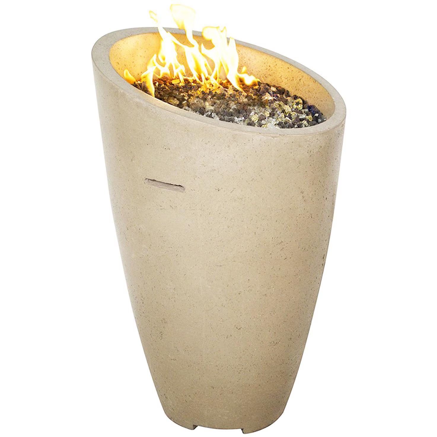 American Fyre Designs Eclipse 23 Inch Round GFRC Propane Fire Urn in Cafe Blanco  520-CB-11-M2PC