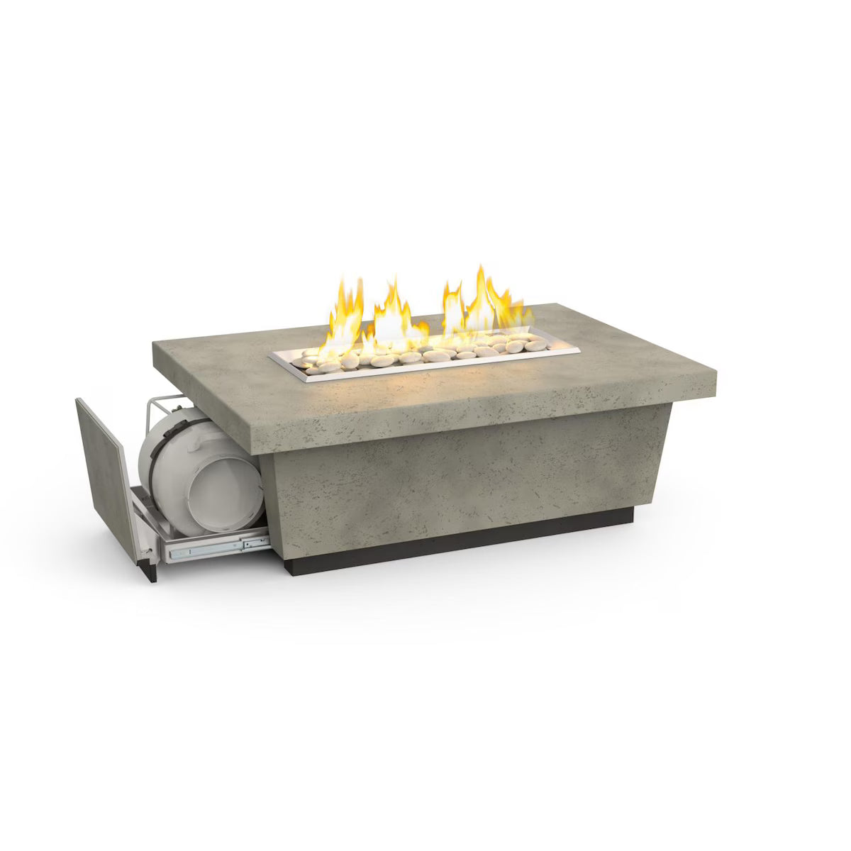 American Fyre Designs Contempo LP Select 52 Inch Rectangular GFRC Propane Fire Pit Table in Light Basalt  785-LB-11-M4PC