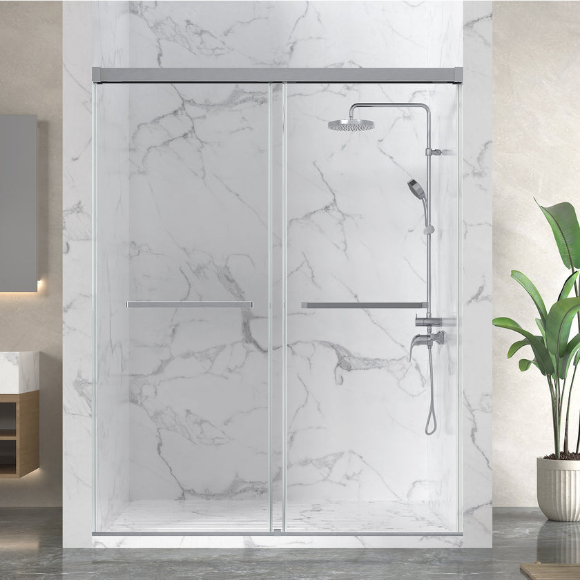 ANZZI Ward Series 76 in. x 56-60 in. Frameless Sliding Shower Door SD-AZ21-02BG