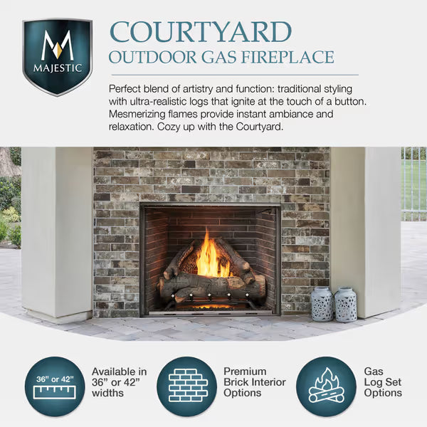 Majestic Courtyard Outdoor Gas Fireplace - 42"