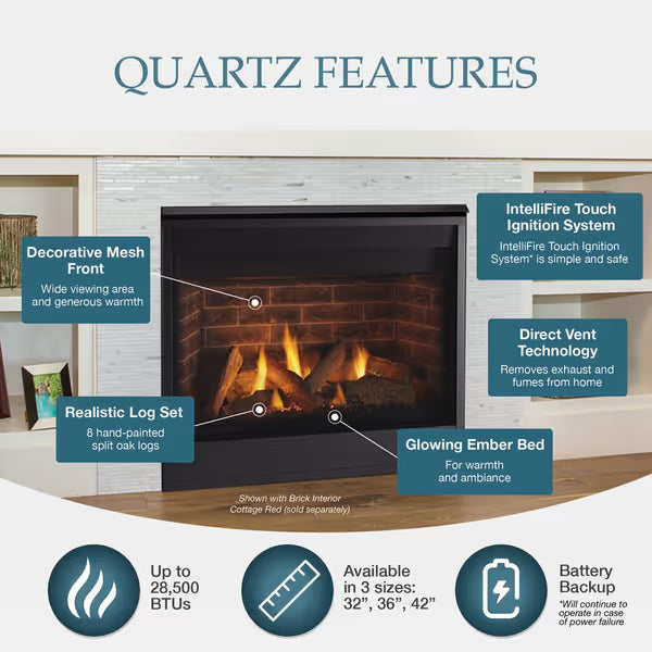 Majestic Quartz Direct Vent Gas Fireplace - 32" M37101655