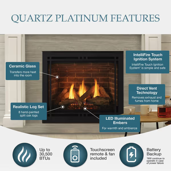 Majestic Quartz Direct Vent Gas Fireplace - 32" M37101655