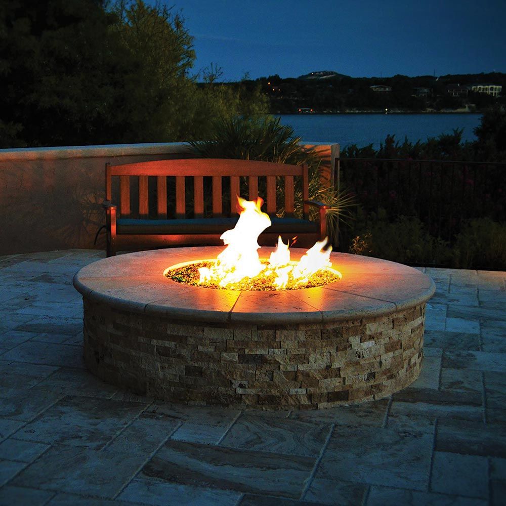 Warming Trends Crossfire 60-Inch Round Ready-to-Finish Fire Pit Enclosure with Gas Burner Kit FC60-Config