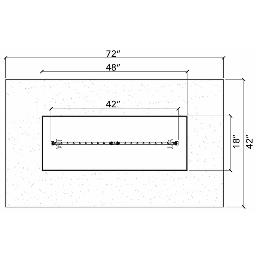 Warming Trends Crossfire 72x42-Inch Rectangular Ready-to-Finish Fire Pit Enclosure with Gas Burner Kit FR7242-Config