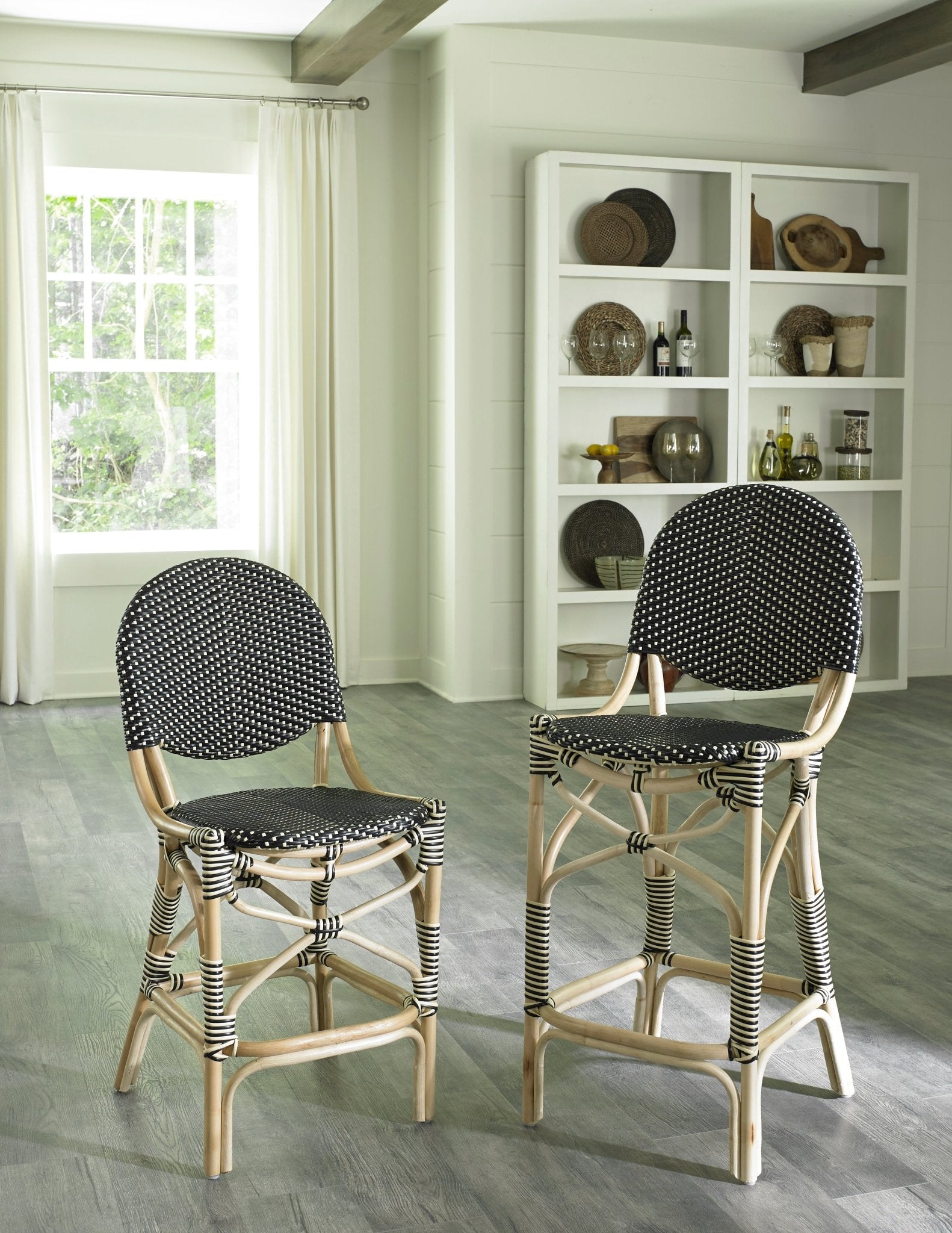 Padmas French Bistro Counter Stool - Black/Beige FBC16-BLB