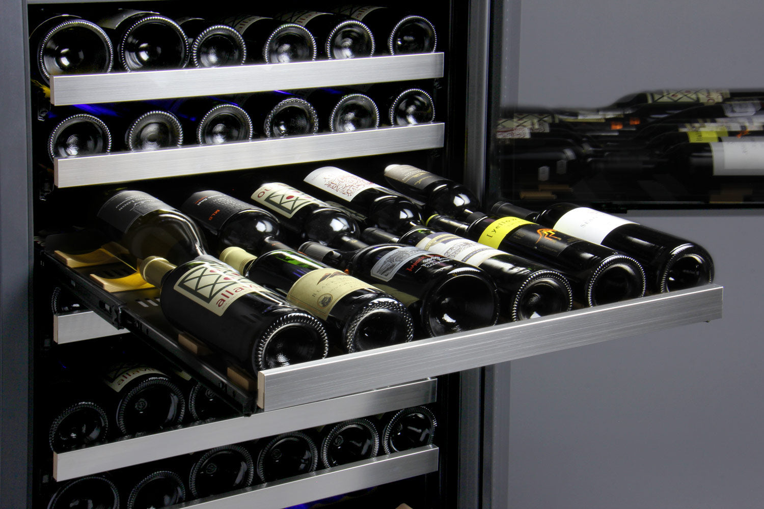 Allavino 47" Wide FlexCount II Tru-Vino 354 Bottle Dual Zone Stainless Steel Side-by-Side Wine Refrigerator  BF 2X-VSWR177-1S20