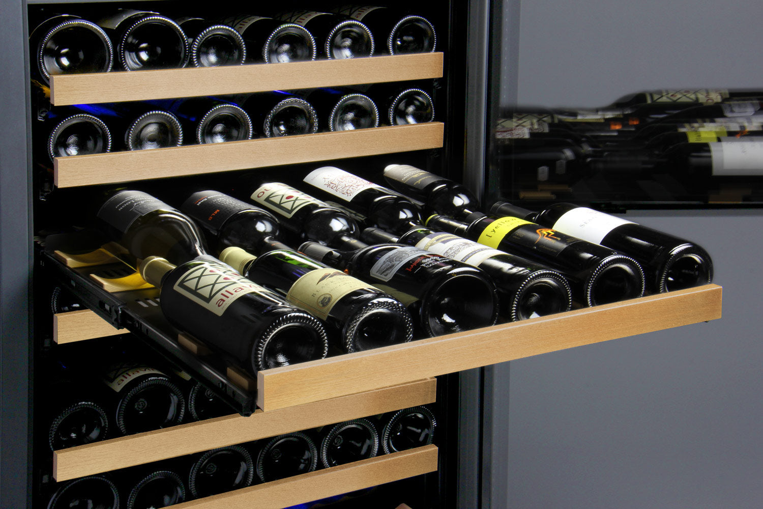 Allavino 24" Wide FlexCount II Tru-Vino 172 Bottle Dual Zone Black Left Hinge Wine Refrigerator AO VSWR172-2BL20