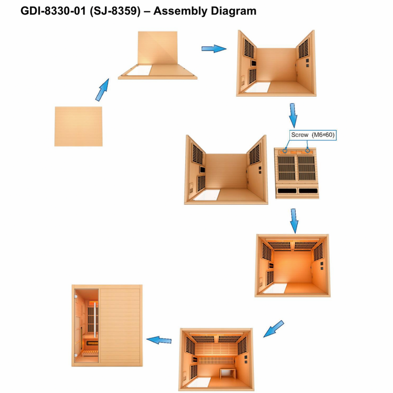 Golden Designs 2025 Soria GDI-8330-01 3 Person Hybrid Indoor Sauna