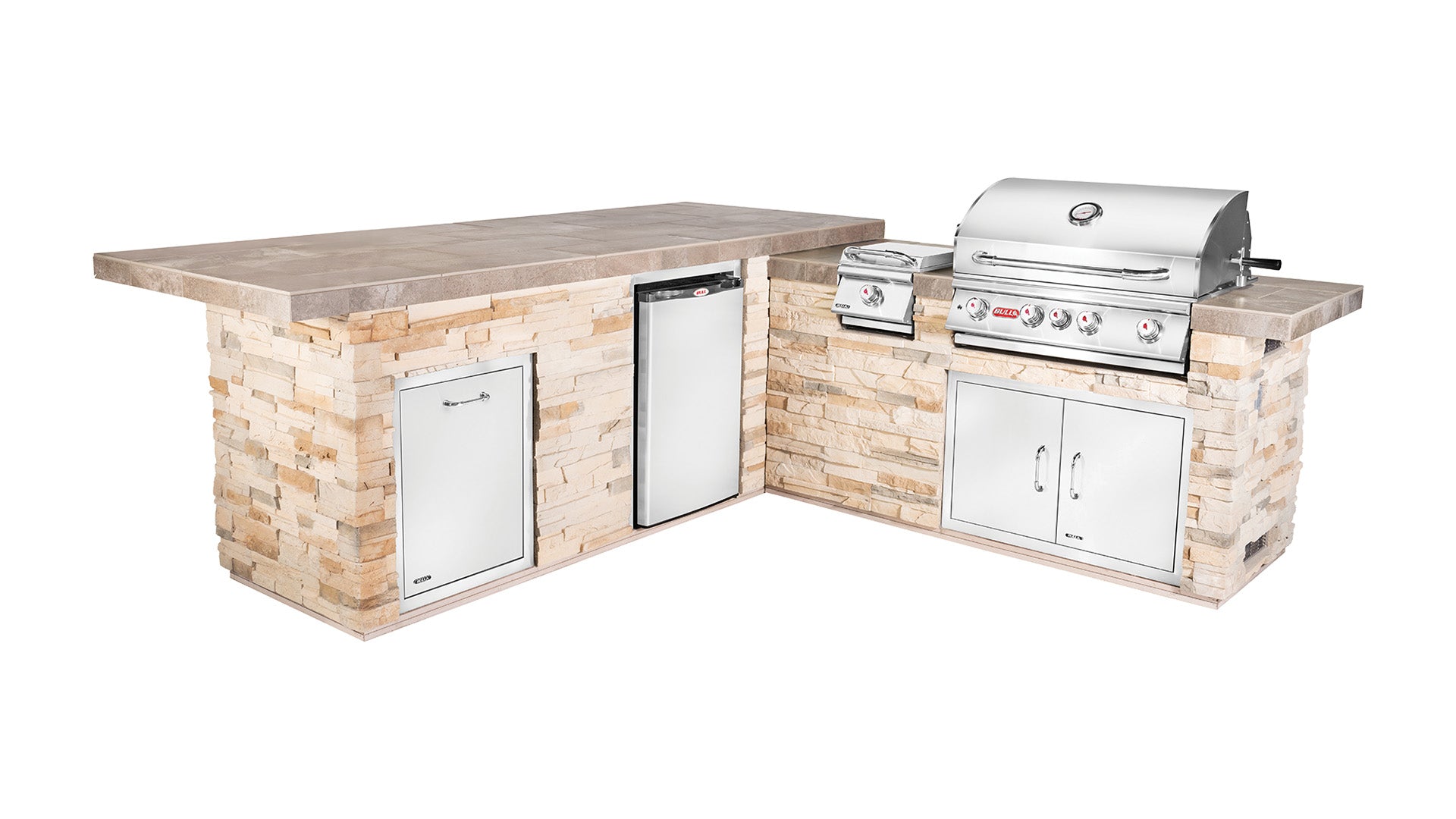 Bull Gourmet Q L Shaped Outdoor Kitchen & Grill 31020 Quartzsite/31021 Rock