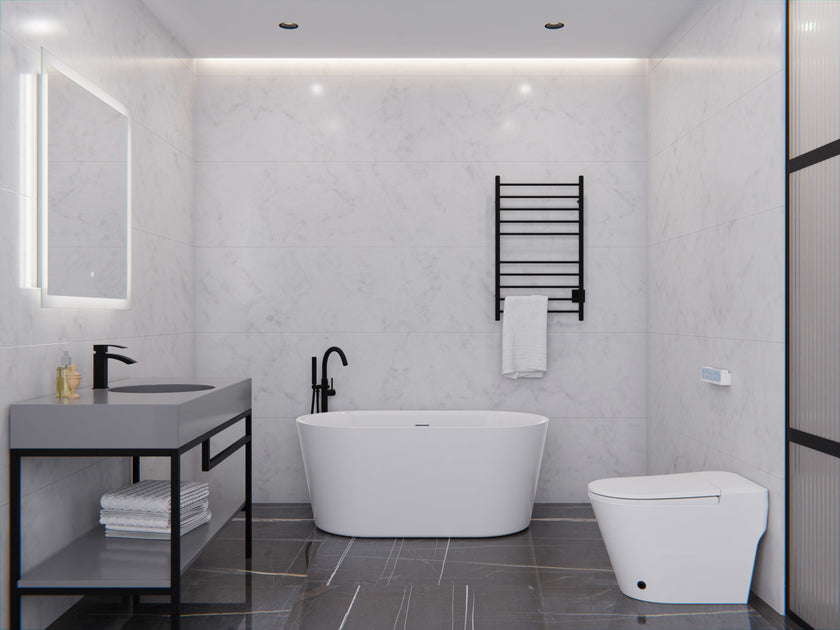 ANZZI Chand Series 55" - 67" Flat Bottom Freestanding Soaker Tub FT-AZ098-55