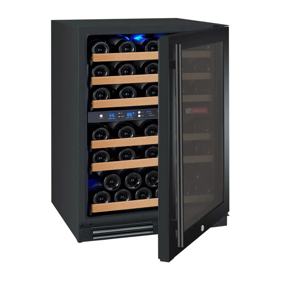 Allavino FlexCount Series 56 Bottle Dual Zone Built-in Wine Cooler Refrigerator with Black Door - Right Hinge AO VSWR56-2BR20