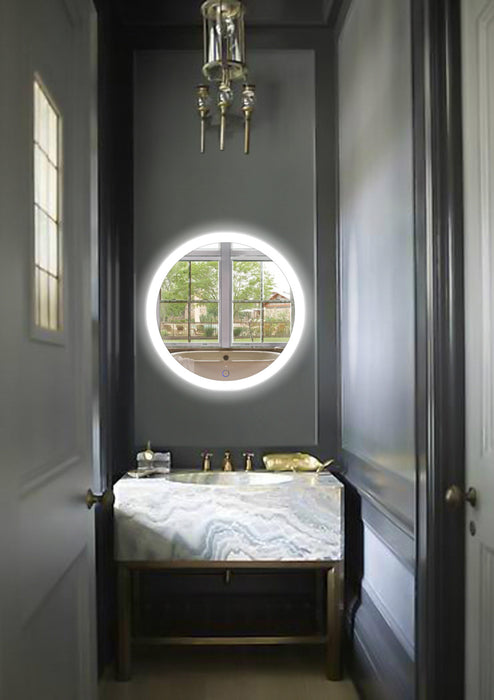 Krugg Sol Round 27″ x 27″ LED Bathroom Mirror w/ Dimmer & Defogger | Round Back-lit Vanity Mirror