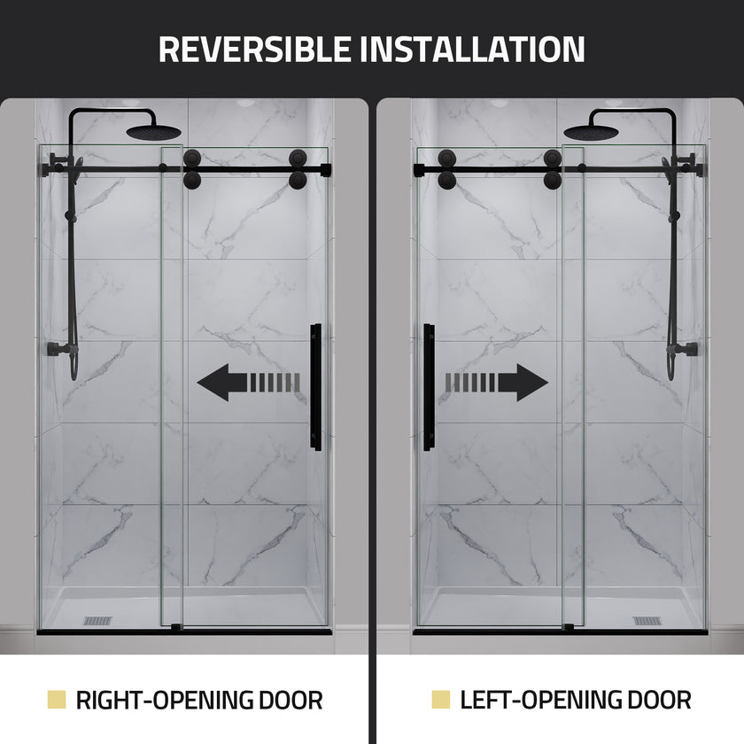ANZZI 60" x 76" Frameless Sliding Shower Door SD-FRLS06102MB