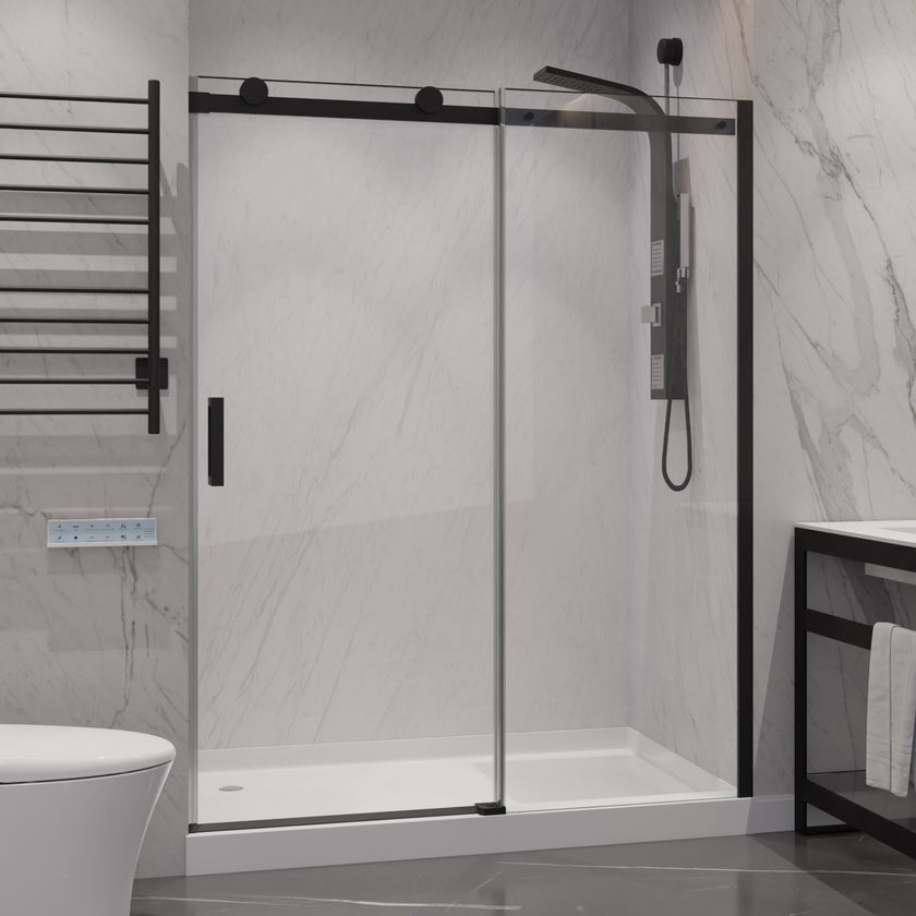 ANZZI Rhodes Series 57 to 60 in. x 76 in. H Sliding Frameless Shower Door SD-FRLS05702MB