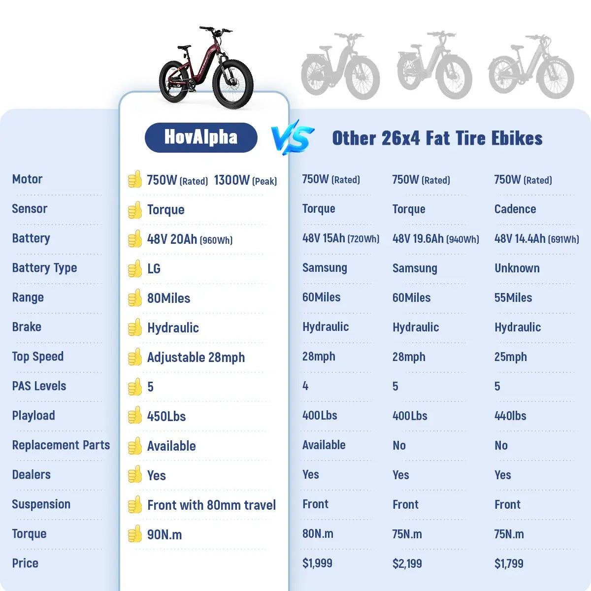 HOVSCO HovAlpha 26" Fat Tire Electric Bike