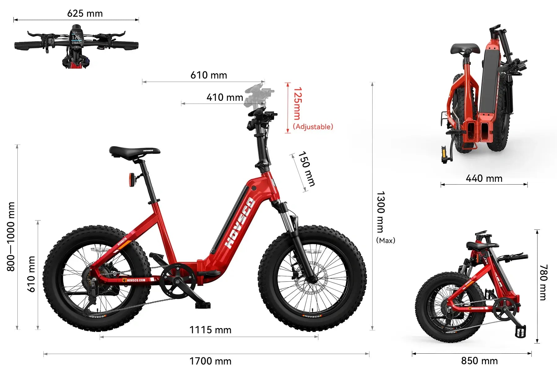 HOVSCO HovBeta 20" Foldable Fat Tire Electric Bike