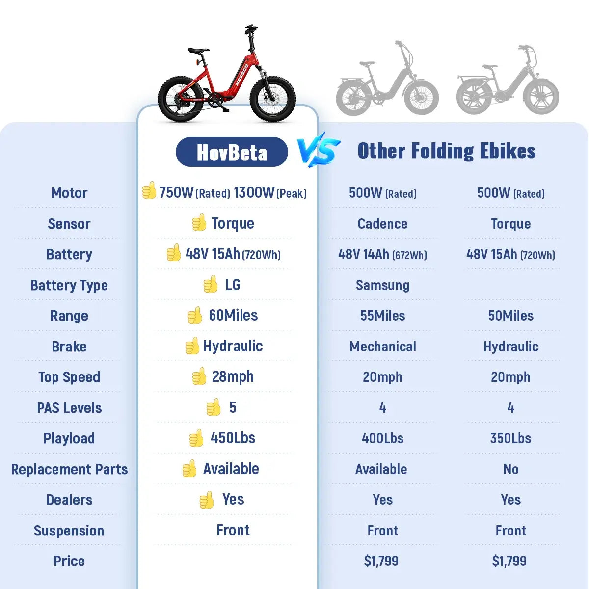 HOVSCO HovBeta 20" Foldable Fat Tire Electric Bike