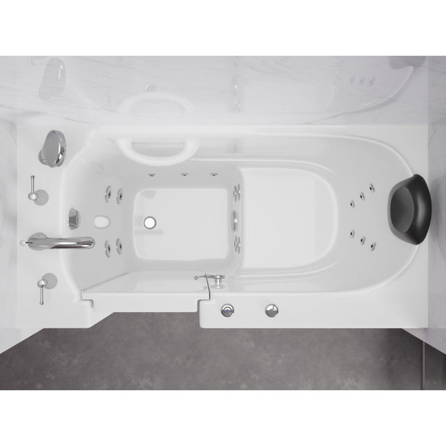 ANZZI 53 - 60 in. x 26 in. Left Drain Whirlpool Jetted Walk-in Tub in White  AMZ2653LWH-CP
