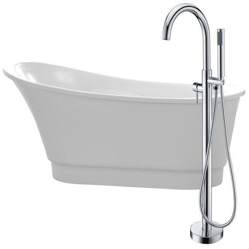ANZZI Prima 67 in. Acrylic Flatbottom Non-Whirlpool Bathtub with Kros Faucet FTAZ095-0025C