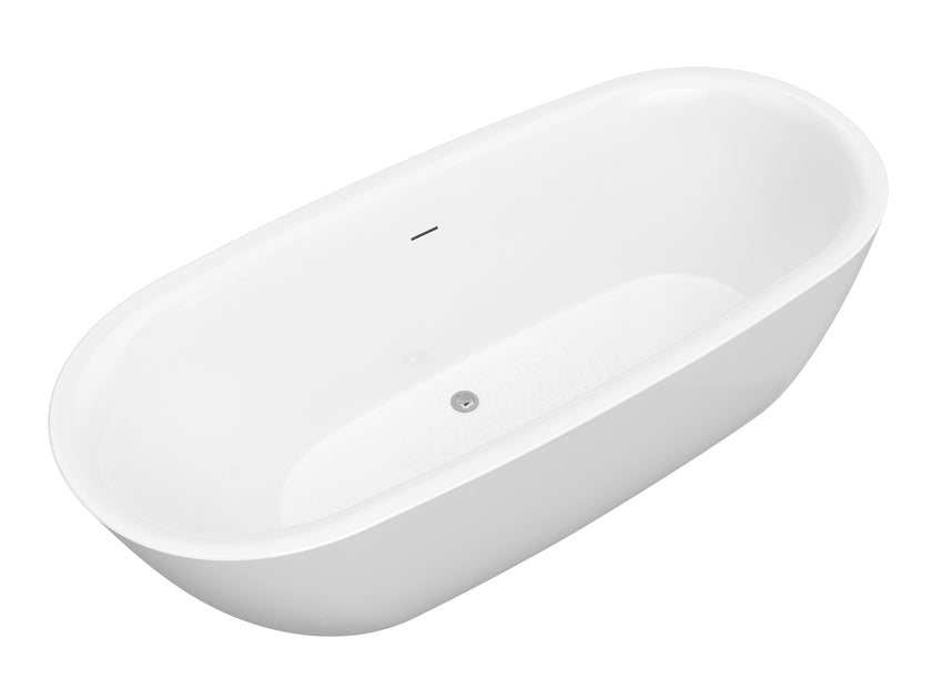 Anzzi Britt Series 59 in. x 30 in. Flat Bottom Acrylic Freestanding Soaking Bathtub FT-AZ411-59