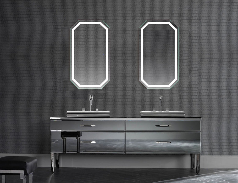 Krugg Tudor 24″ X 42″ LED Bathroom Mirror w/ Dimmer & Defogger | Large Octagon Lighted Vanity Mirror