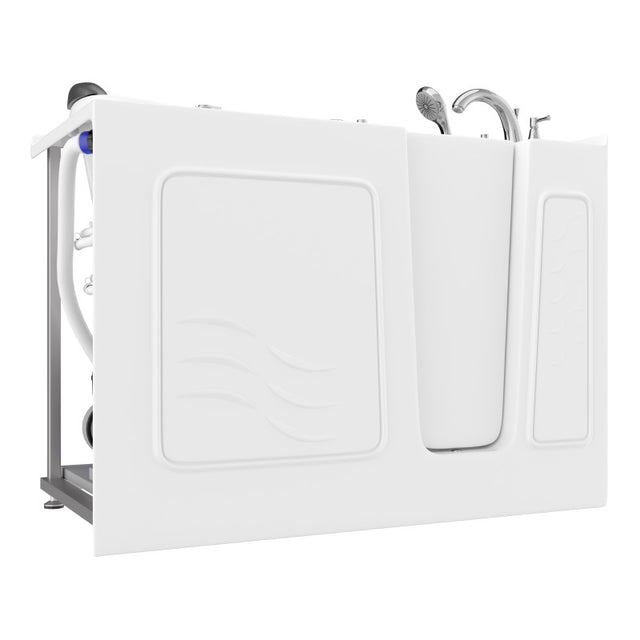 ANZZI 53 - 60 in. x 26 in. Right Drain Air and Whirlpool Jetted Walk-in Tub in White AMZ5326RWD