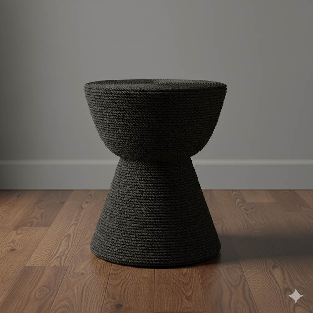 Padmas Jen Jute Stool - Black JEN31-BLK