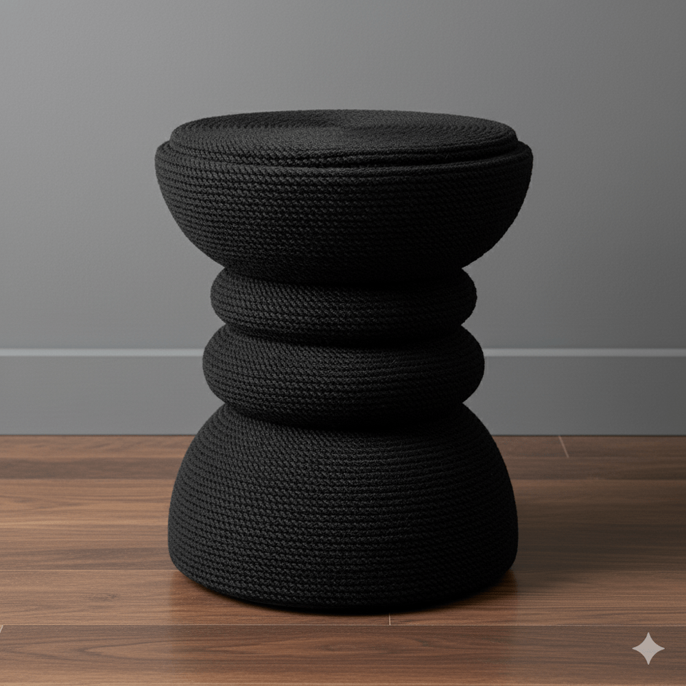 Padmas Joleen Jute Stool/Table - BLACK JOL31-BLK