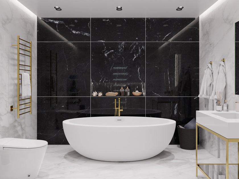 Anzzi Lusso Series 76 in. x 41 in. Flat Bottom Solid Surface Freestanding Soaking Bathtub FT-AZ504