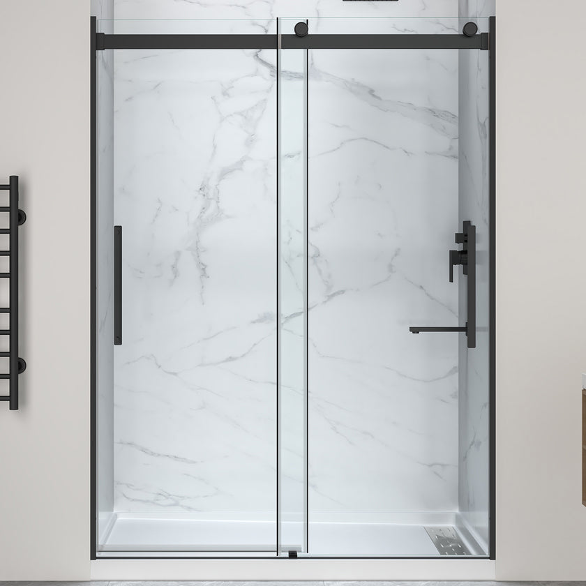Anzzi Stellar Series 76 in. x 57-60 in. Sliding Frameless Shower Door SD-5902303R-MB