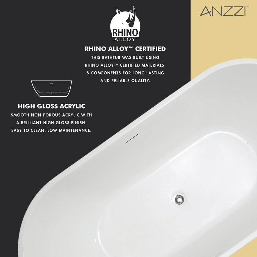 ANZZI Chand Series 55" - 67" Flat Bottom Freestanding Soaker Tub FT-AZ098-55