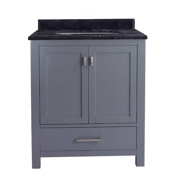 Laviva Wilson 30 in. W x 22 in. D x 34.5 in. H Bathroom Vanity in Grey with Black Wood Marble Top