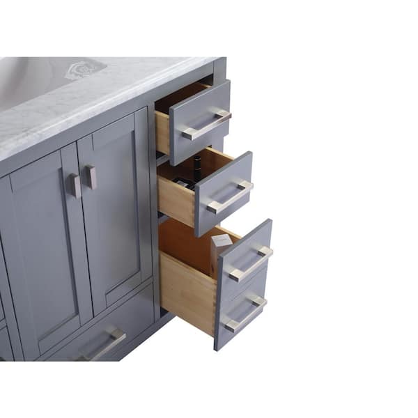 Laviva Wilson 48 in. W x 22 in. D x 34.5 in. H Bathroom Vanity in Grey with Matte White Solid Surface Top