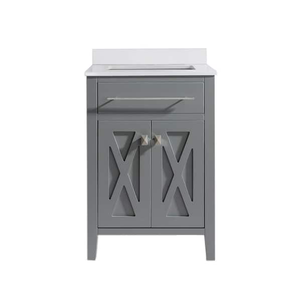 Laviva Wimbledon 36 in. W x 22 in. D x 34.5 in. H Bathroom Vanity in Espresso with White Quartz Top