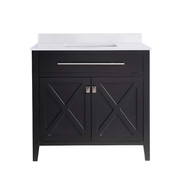 Laviva Wimbledon 36 in. W x 22 in. D x 34.5 in. H Bathroom Vanity in Espresso with White Quartz Top