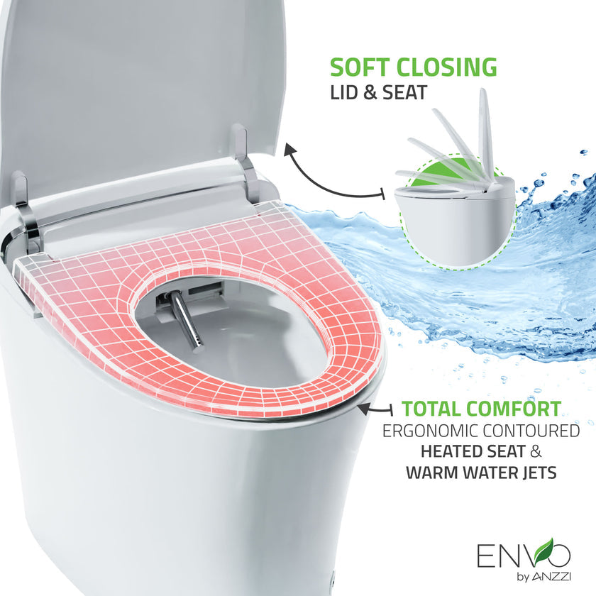 Anzzi ENVO Aura Elongated 1.28 GPF Smart Bidet Toilet TL-STSF851WH