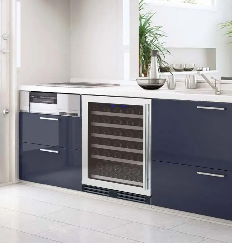 Allavino FlexCount Series 56 Bottle Single Zone Built-in Wine Cooler Refrigerator with Stainless Steel Door - Left Hinge AO VSWR56-1SL20