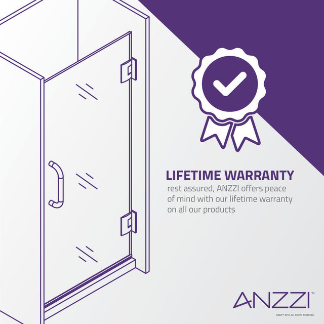 ANZZI Fellow Series 24 in. by 72 in. Frameless Hinged Shower Door with Handle SD-AZ09-01CH