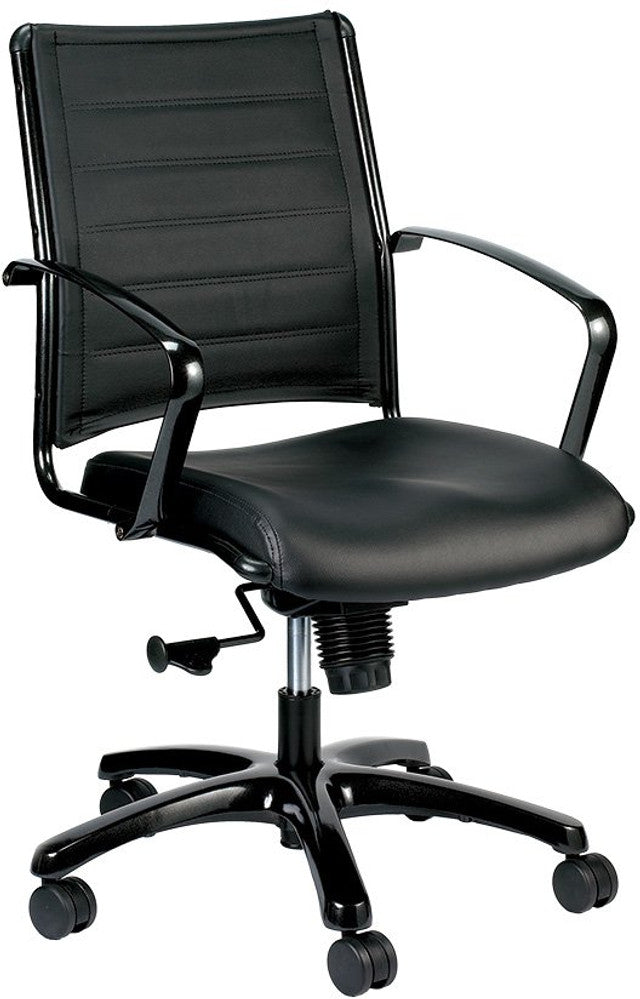 EuroTech Europa Metallic Leather Mid-Back Chair EUR-LE222TNM-BLKL