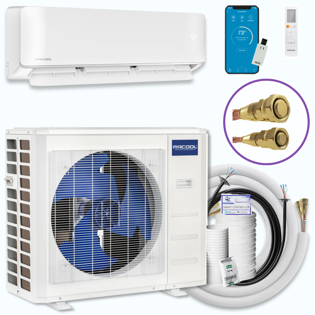 MRCOOL DIY® 5th Gen EasyPro 12,000 BTU Single Zone Mini Split Complete System 115V with 16 ft. DIY Quick Connect Line Set and DIYPRO Cable, EZPRO-12-HP-11516D-O