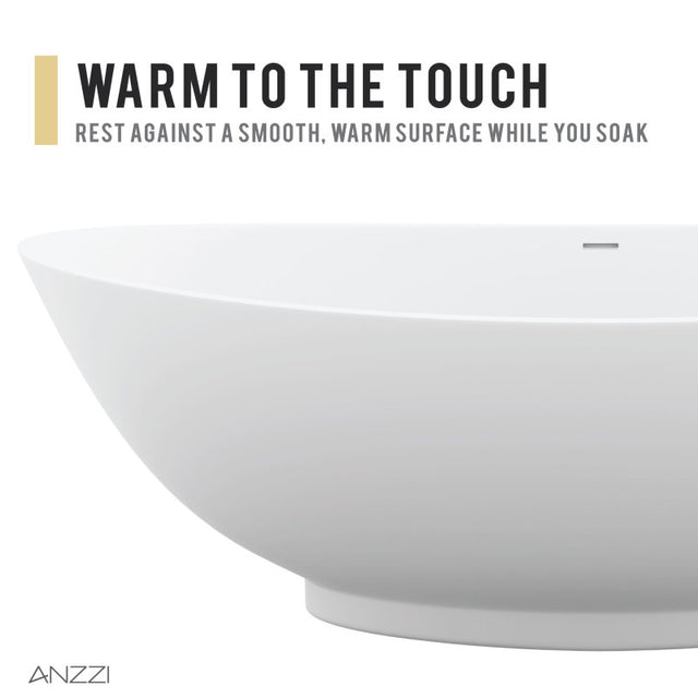 ANZZI Ala 6.2 ft. Solid Surface Center Drain Freestanding Bathtub FT-AZ508