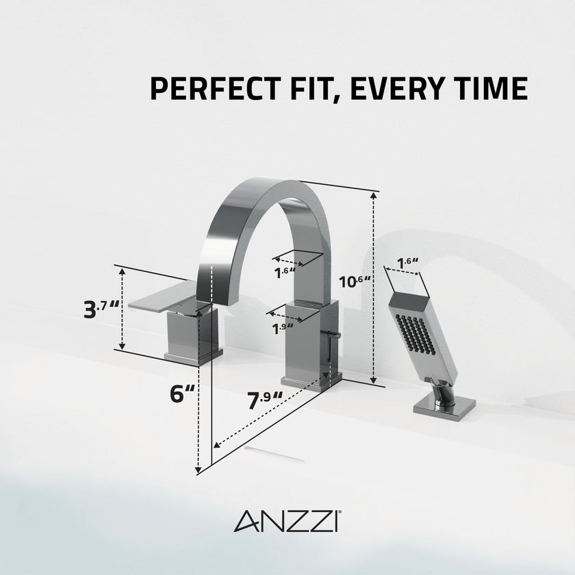 ANZZI Bank Series 65 in. x 31 in. Flat Bottom Acrylic Freestanding Soaking Bathtub with Center Drain and Faucet FT-AZ112