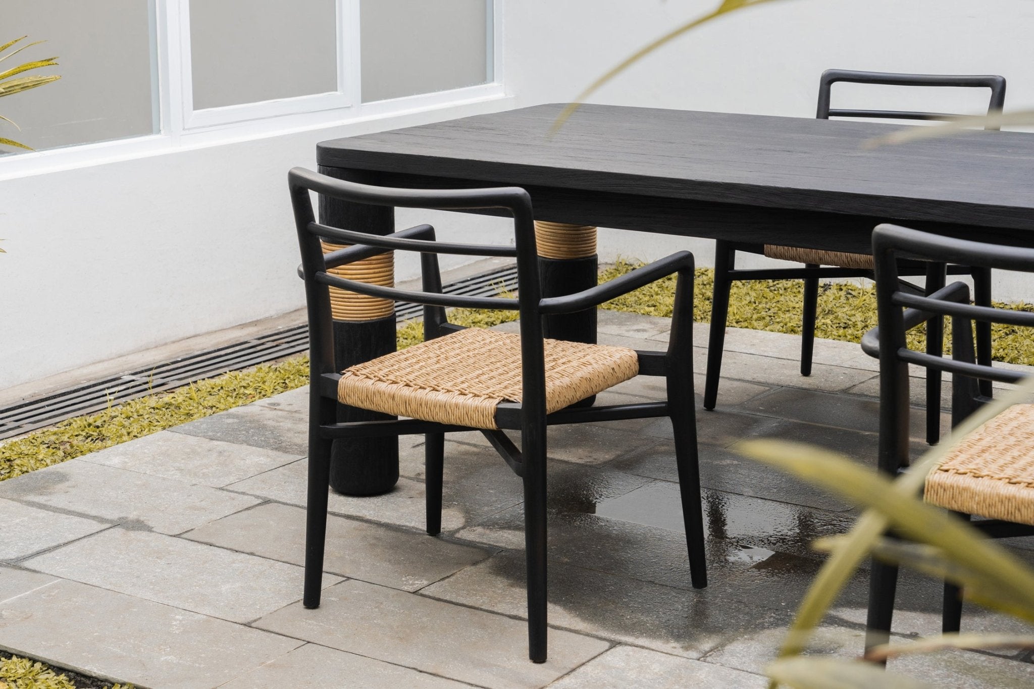 Padmas Set Of 2 - Outdoor Veranda Arm Dining Chair - BLACK OL-VER12-BLK-S/2