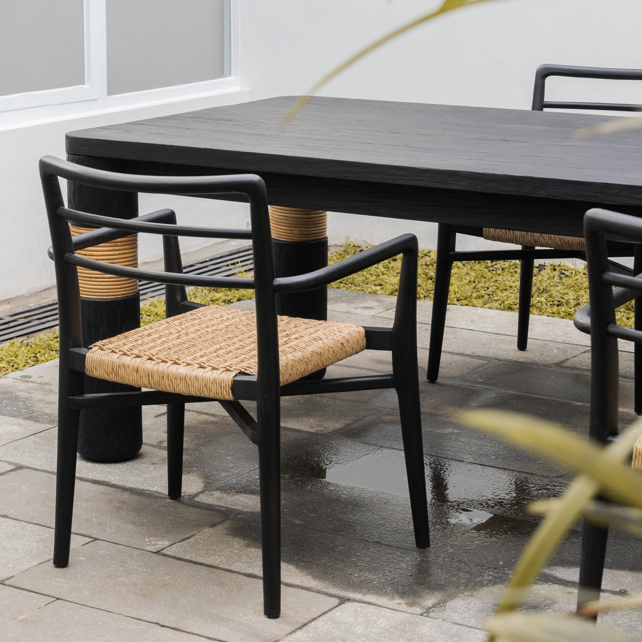 Padmas Set Of 2 - Outdoor Veranda Arm Dining Chair - BLACK OL-VER12-BLK-S/2