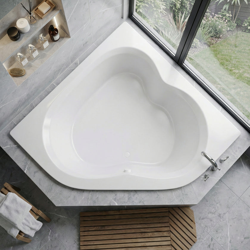 Petra 5 ft. Acrylic Center Drain Corner Bathtub in White AZ6060CS