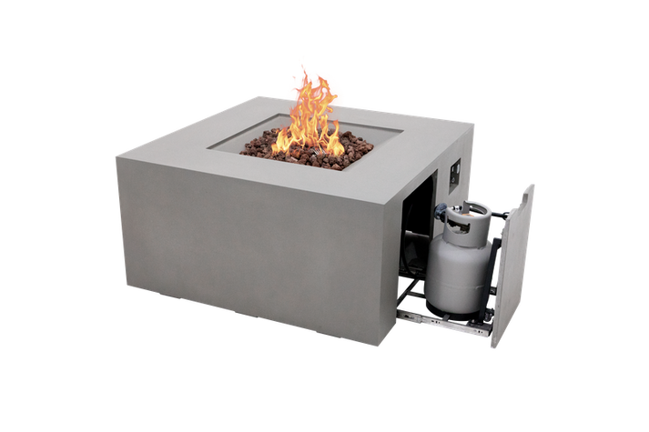 Elementi Rocky 43" Square Light Grey Propane Fire Table with Hidden Tank OFG310LG-LP