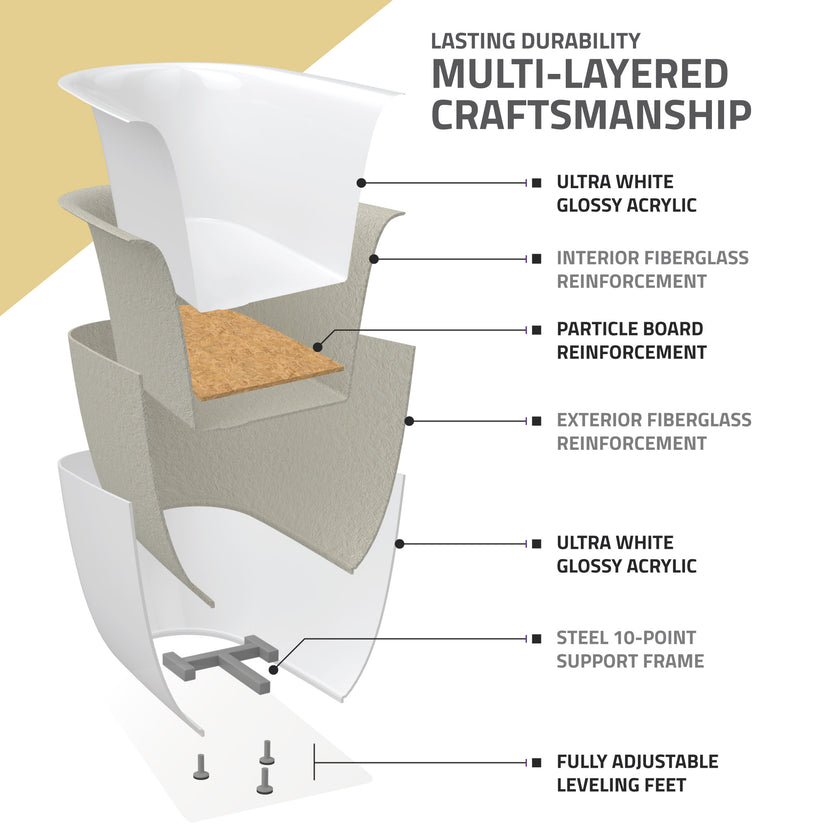 ANZZI Chand Series 55" - 67" Flat Bottom Freestanding Soaker Tub FT-AZ098-55