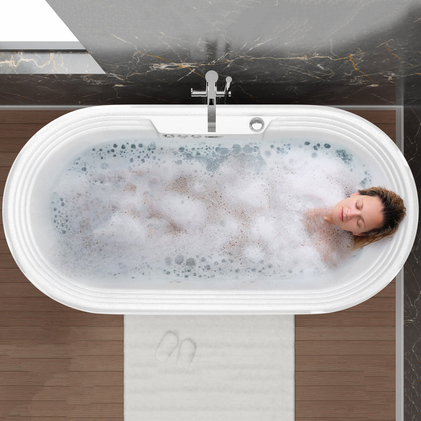 Anzzi Sofi Series 67 in. L x 34 in. W Acrylic Combination 50 Gallon Capacity Freestanding Bathtub FT-AZ201